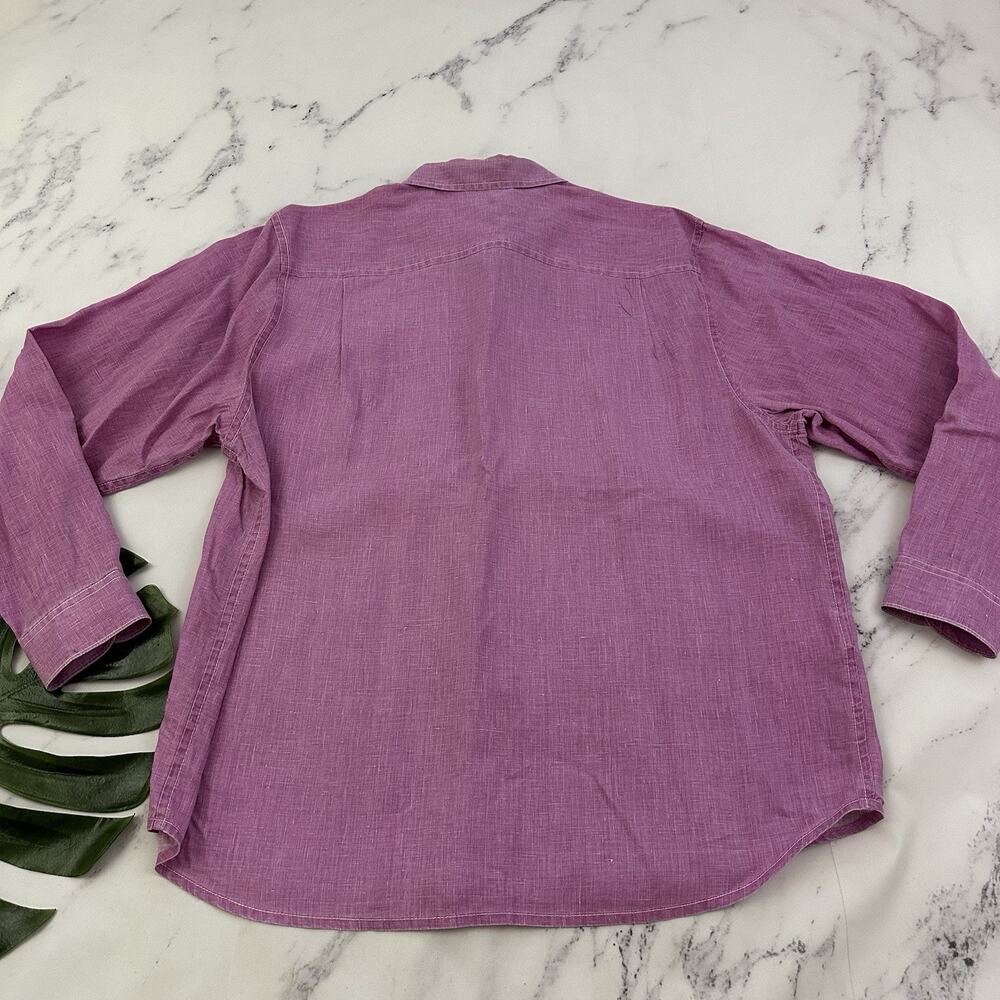 Tommy Bahama Mens Linen Shirt Size XL Purple Long Sleeve Button Front Solid - Picture 10 of 14